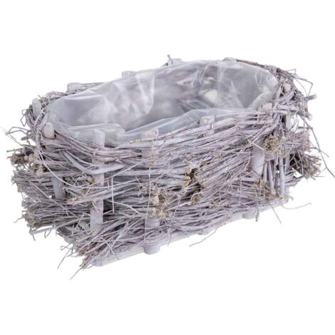 Cesto de mimbre rectangular gris 25x16x12h cm