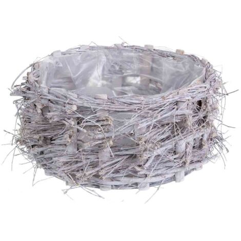 Cesto de mimbre redondo gris 28x28x12h cm