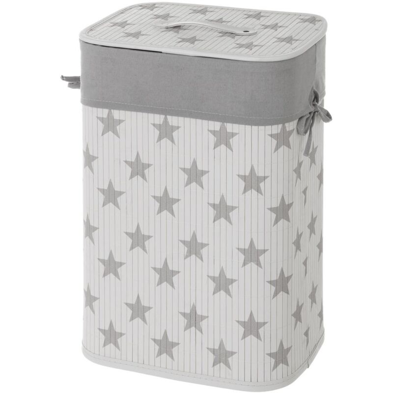 

Cesto de ropa de bambú blanco de 50x35x25 cm