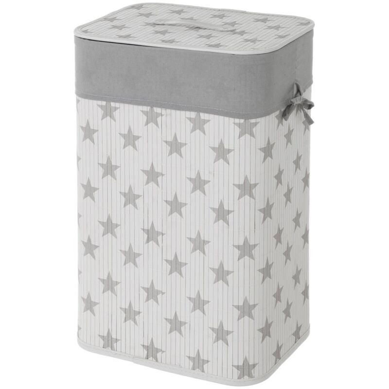 

Cesto de ropa de bambú blanco de 60x40x30 cm