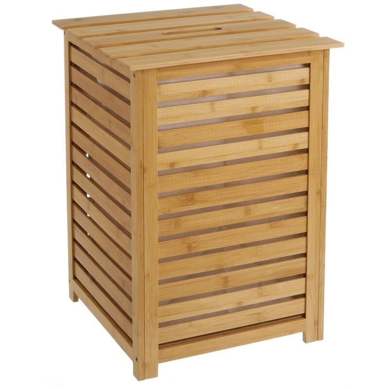 

Cesto de ropa de bambú natural con tapa de 40x40x58 cm