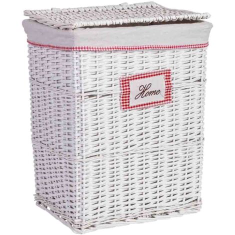 Cesto de ropa de mimbre gris 43x33x55h cm