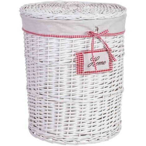 Cesto de ropa de mimbre gris 43x43x52h cm