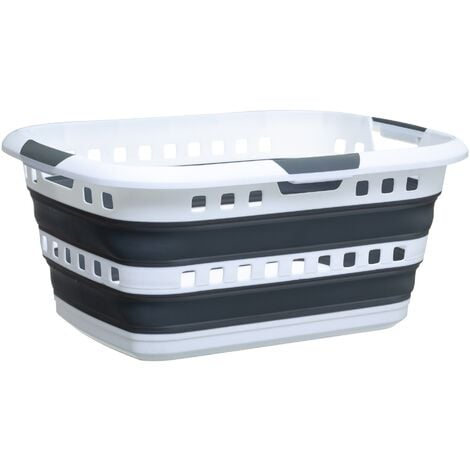 5FIVE SIMPLY SMART Cesto de la ropa plegable 45l hugger gris y blanco - 5five