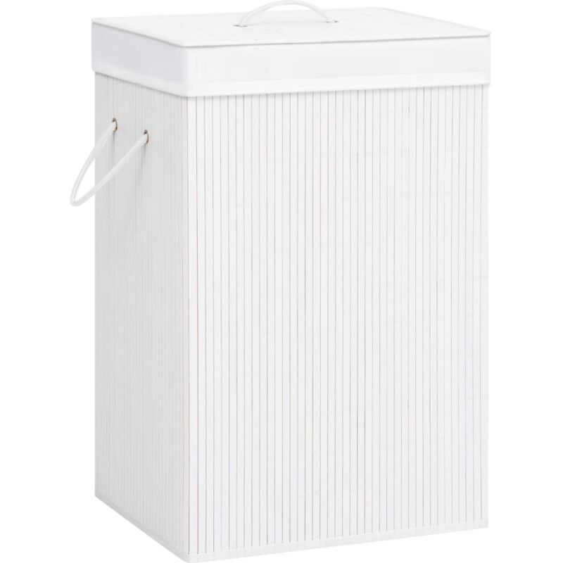 

vidaXL Cesto de ropa sucia de bambú blanco 72 L - Blanco