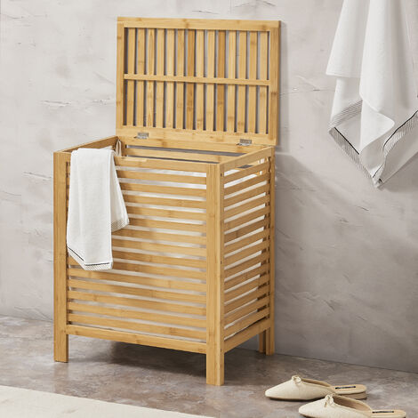 Cesto de Ropa Sucia de Bambú Skövde máx 65 litros  50,5 x 35,5 x 60 cm [en.casa]