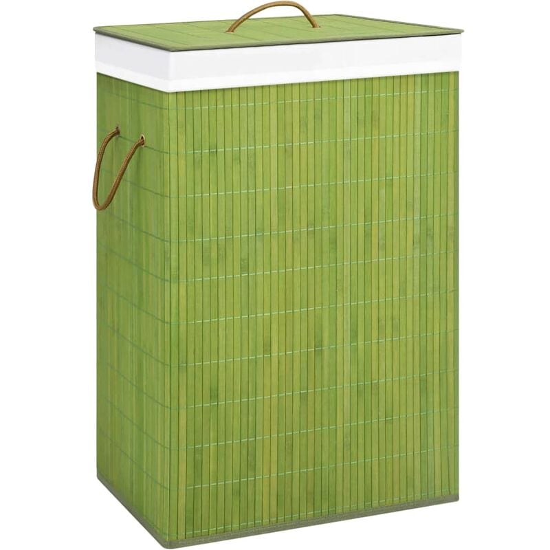

Cesto de ropa sucia de bambú verde