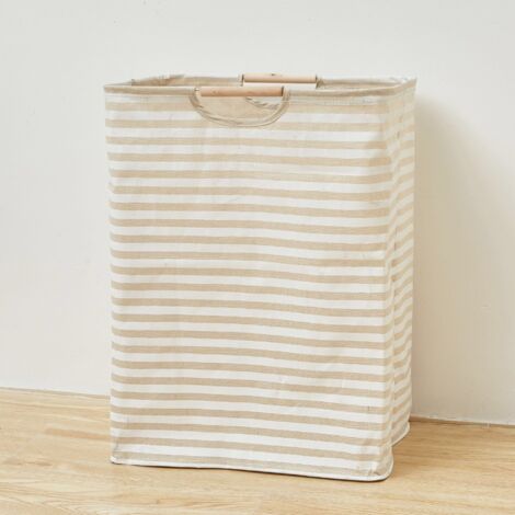 Cesto de ropa sucia de lino y algodón, cesta de ropa sucia plegable para guardar ropa y juguetes de niños, 40 x 27 x 56 cm