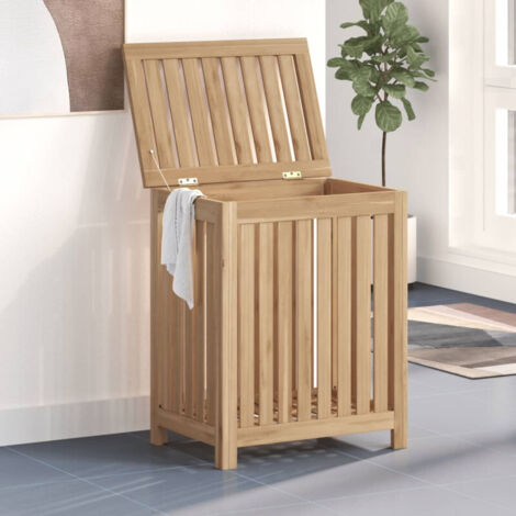 Cesto del Bucato 50x35x60 cm in Legno Massello di Teak vidaXL