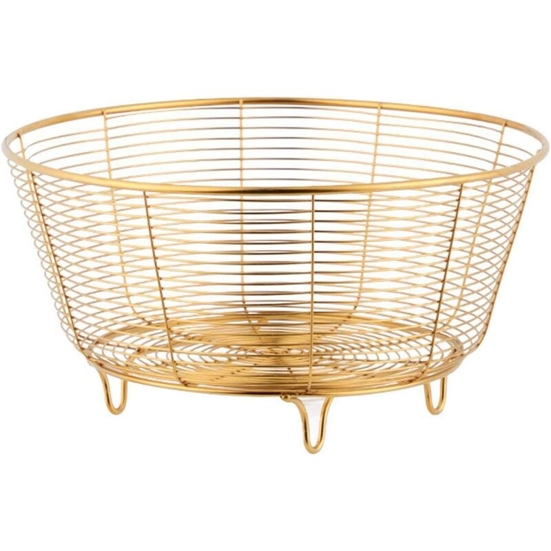 

Cesto escurridor de acero inoxidable, cesto de frutas de metal, multifuncional, colador de cocina con fondo plano, para verduras, cesto de frutas, 22