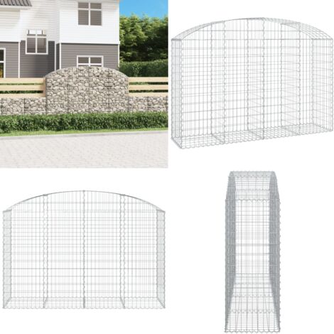 Cesto Gabbione ad Arco 200x50x120/140 cm Ferro Zincato - Muro di gabbione - Gabbione decorativo