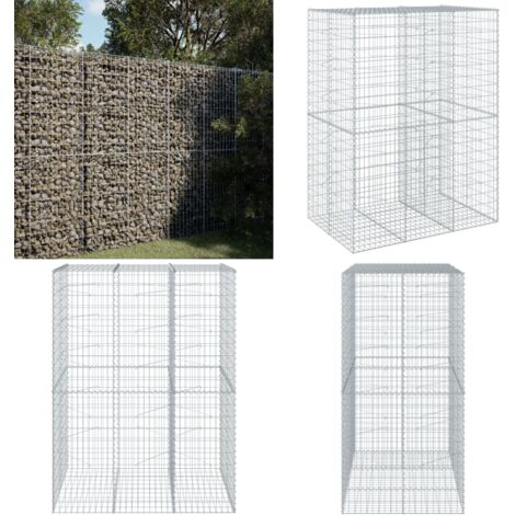 Cesto Gabbione con Copertura 150x100x200 cm in Ferro Zincato - Gabbione esterno - Gabbione per giardino