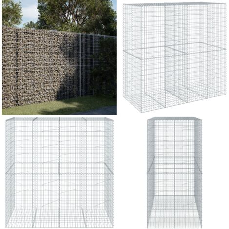 Cesto Gabbione con Copertura 200x100x200 cm in Ferro Zincato - Gabbione in ferro zincato - Gabbione per giardino