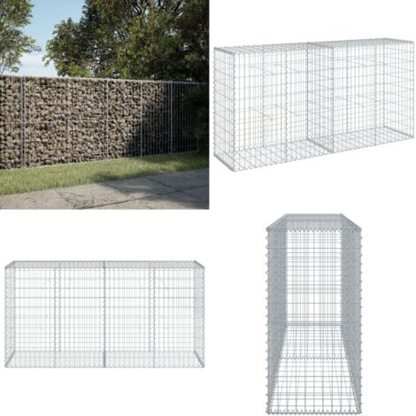 Cesto Gabbione con Copertura 200x50x100 cm in Ferro Zincato - Cesto in metallo - Gabbione esterno