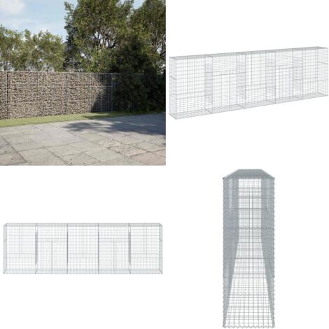Cesto Gabbione con Copertura 500x50x150 cm in Ferro Zincato - Gabbione esterno - Gabbione per giardino