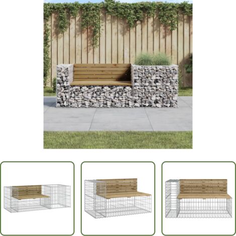 Cesto gabbione -  Panca da Giardino con Cesto Gabbione Legno Impregnato di Pino