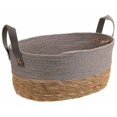 Cesto gris de cuerda trenzada 40x30x18