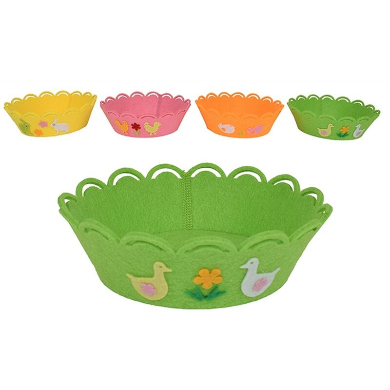 Image of Cesto in feltro porta pane uova cestino centro tavola di pasqua per casa set da4 decorazioni pasquali colorati