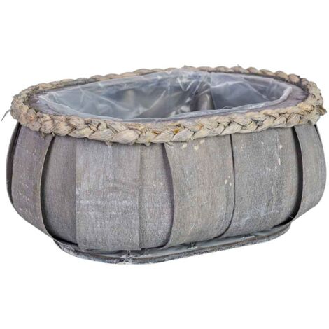 Cesto ovalado de madera azul 25x17x11h cm