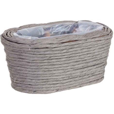 Cesto ovalado de mimbre gris 21x13x10h cm