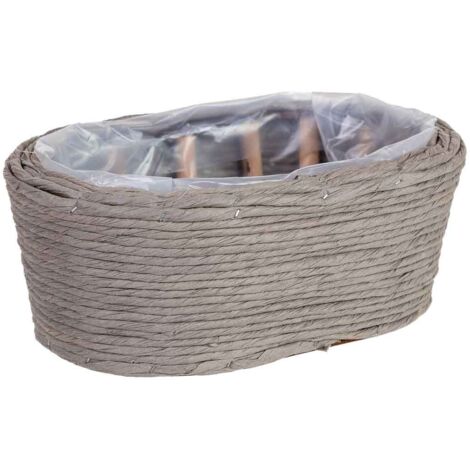 Cesto ovalado de mimbre gris 28x19x11h cm