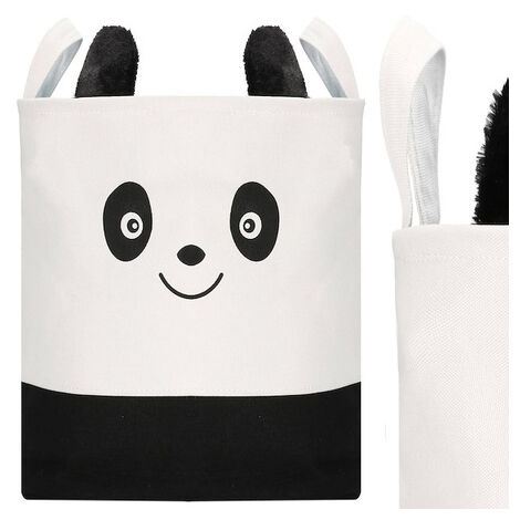 Cesto para guardar juguetes y ropa panda beige-negra
