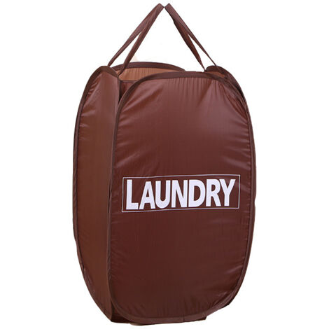 Cesto para la ropa, cesto para guardar ropa, cesto grande de malla para la ropa, cesto portátil y plegable para la ropa – 34 x 55 cm, marrón