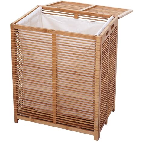Cesto para la ropa sucia de bambú con bolsa 61x50x35cm 105 litros SDB04028