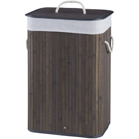 Cesto para la ropa sucia de bambú de 72 litros 60 x 40 x 30 cm marrón oscuro gris claro 030008005