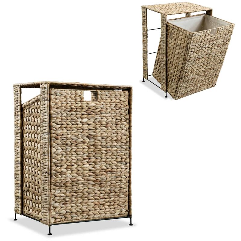

vidaXL Cesto para la ropa sucia de jacinto de agua 44x34x64 cm - Marrón