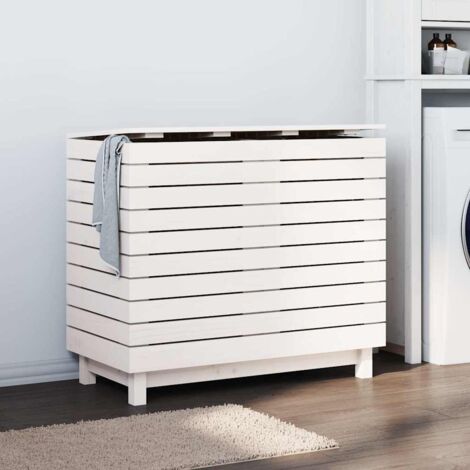 Cesto para la ropa sucia madera maciza pino  88,5x44x76cm