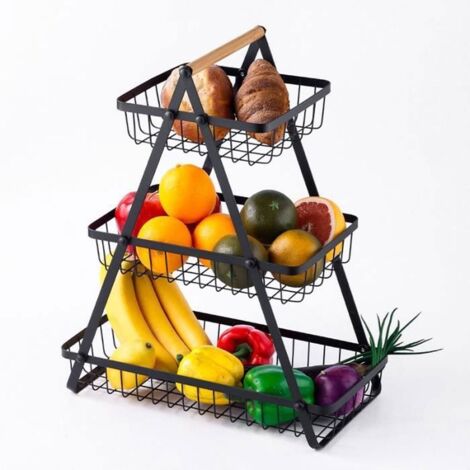 Cesto Portafrutta A 3 Livelli - Organizer Da Cucina A Torre Per Frutta E Verdura. Risparmia Spazio E Decora Con Stile. - 2