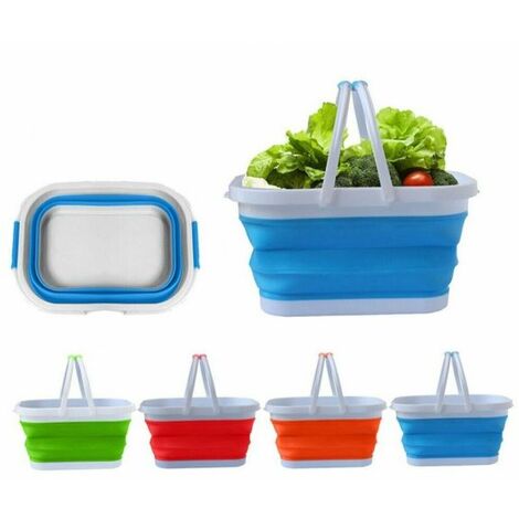 Cesto pieghevole in silicone multiuso bagno cucina pic nic alimenti 38x27x19cm