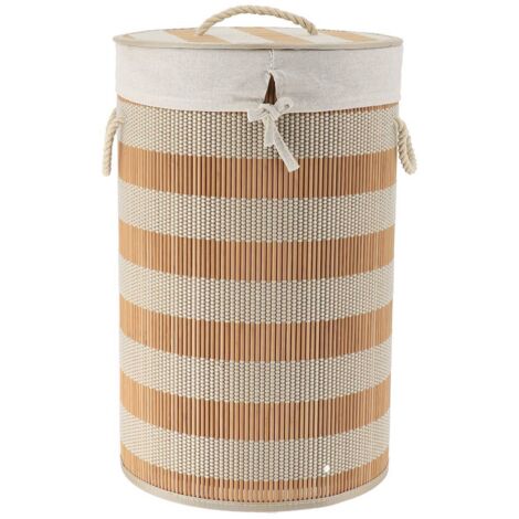 Cesto plegable de bambú y algodón con tapa - natural - Tendance