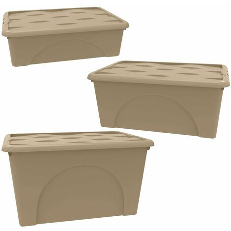 Cesto porta biancheria beige contenitore per cambio stagione con ruote multiuso casa box oggetti panni salvaspazio scatola bagno - MISURA: 2 STORAGE 60 LT