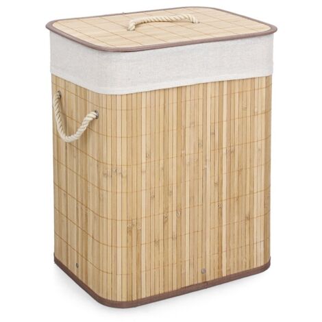 Cesto porta biancheria rettangolare in bambù fodera 40x30x50 Ananda