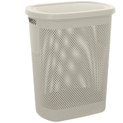 Cesto portabiancheria con coperchio in plastica bianca 58 lt Kamala