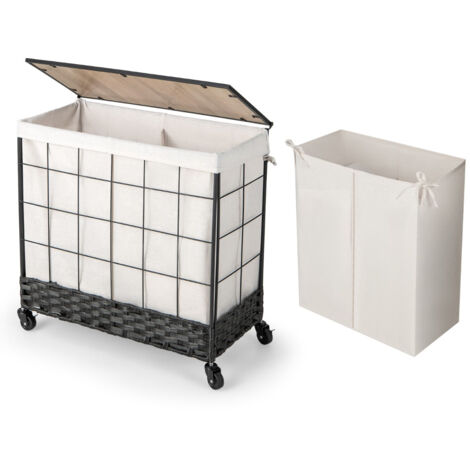 Cesto Portabiancheria In Rattan Curver 40L Con Coperchio - Crema/Avorio