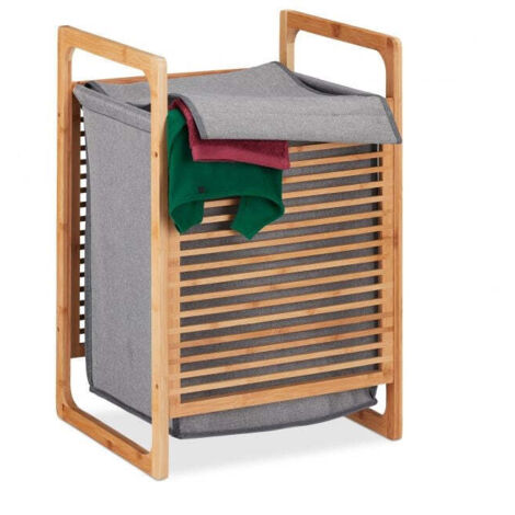 Cesto portabiancheria in bambu con coperchio 88