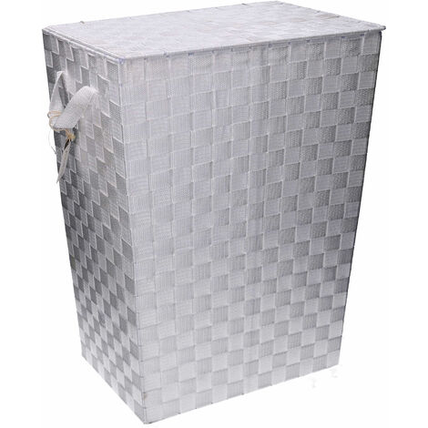 Cesto Portabiancheria in poliestere bianco rettangolare cm 40x30xh53