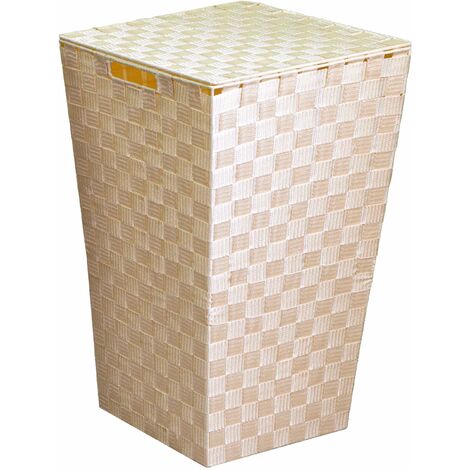 Cesto Portabiancheria in poliestere crema quadro cm 33x33xh53