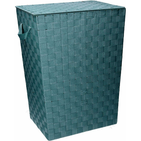 Cesto Portabiancheria in poliestere verde acqua rettangolare cm 40x30xh53