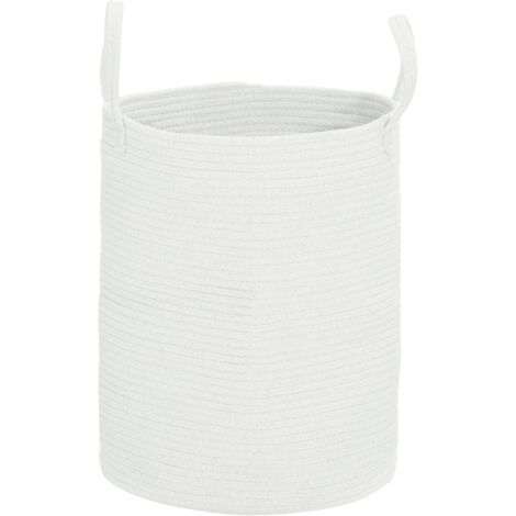 Cesto Portabiancheria Pieghevole con Manici 36L Ø38x45 cm in Cotone Naturale Bianco Crema