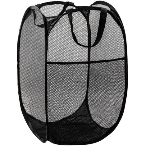 Cesto portabiancheria pieghevole in rete, 1 pezzo, design compatto ideale per casa, dormitori, viaggi e stoccaggio - Nero
