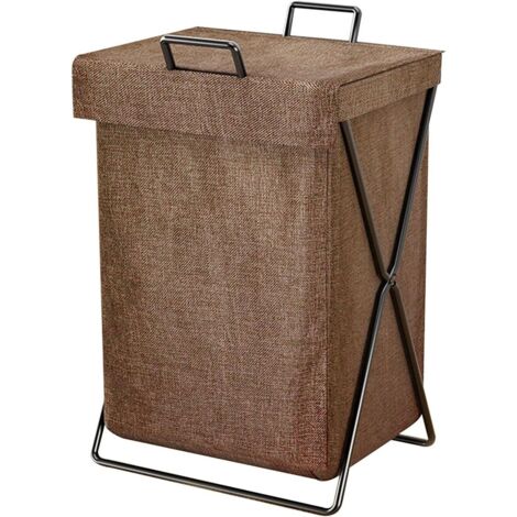 Cesto portaoggetti di lusso per vestiti sporchi, portaoggetti per vestiti sporchi, manufatto, scaffale per WC, cesto per biancheria, organizer per biancheria (colore nero+caffè)