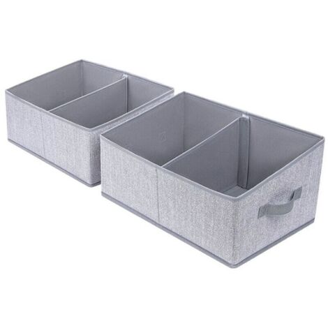 Cesto portaoggetti pieghevole trapezoidale, set da 3, tessuto ondulato grigio chiaro, manico, 42x20x28 cm