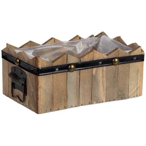 Cesto rectangular de madera azul 24x15x9/10.5h cm