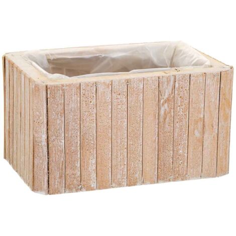 Cesto Rectangular de madera marrón 20.5x14.5x11