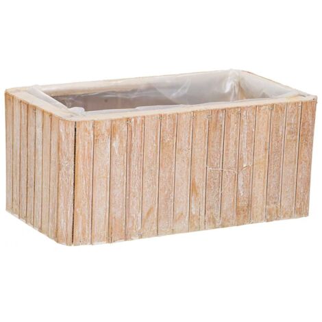 Cesto Rectangular de madera marrón 25.5x14.5x11