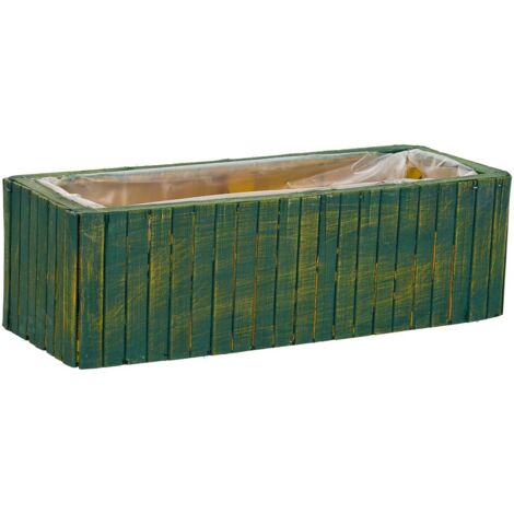 Cesto Rectangular de madera verde 35.5x14.5x11